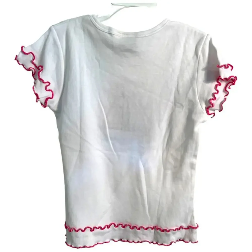 Luigi Kids sailboat t-shirt with ruffled edge hem sleeves appliqué on chest 6